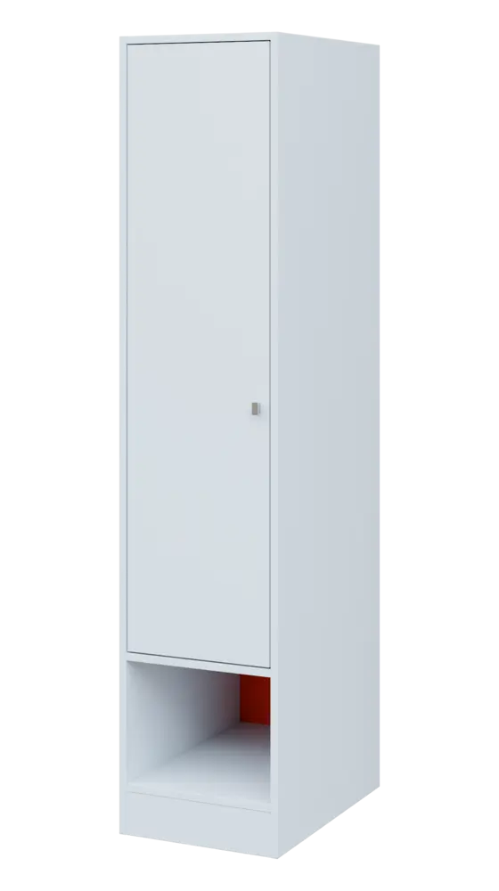 QN 5 - 4STN skříň šatní, 1-dveřová, levá, výsuvné ramínko, 1830x400x600, bílá/pomeranč